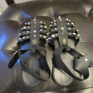 KURT GEIGER LONDON Women's Black Madelyn Round Toe Gladiator Sandals Shoes 7.5